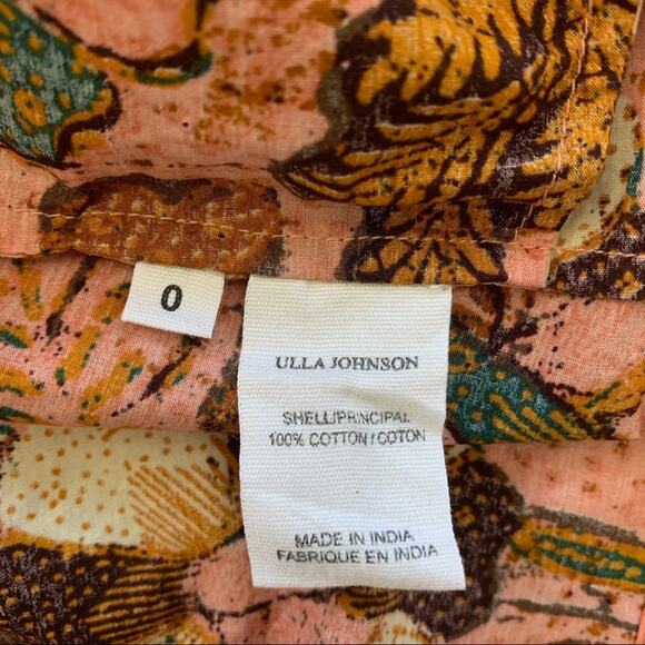 NEW Ulla Johnson Devya Mini Dress (Sz 0) Puff Sleeve Ruffle Trim Blush Floral - Picture 13 of 14